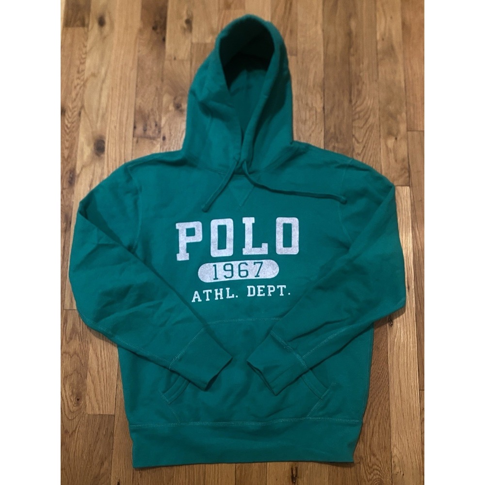 Polo Ralph Lauren Hoodie Mens Small Green 1967 Athletic Dept Sweatshirt Preppy - Picture 1 of 9